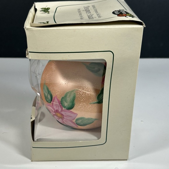 Designers Studio Handpainted Glass Ornament Flowers Scene Mouth Blown W/Box - Picture 7 of 10